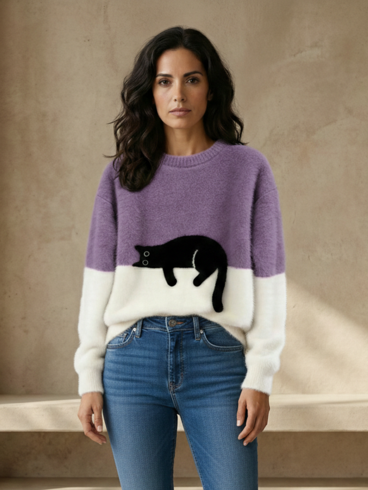 LUNA | Suéter con estampado gatuno