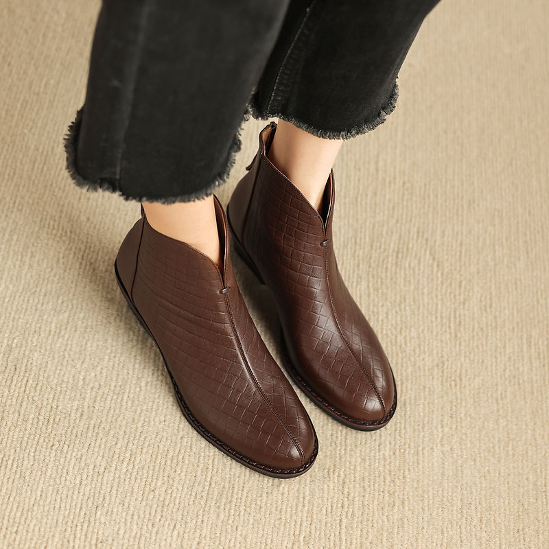 Botas de Piel Auténtica de Caña Recta