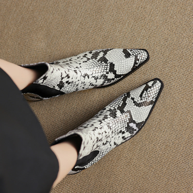 Botines de Piel Efecto Serpiente
