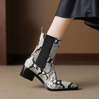 Botines de Piel Efecto Serpiente