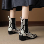 Botines de Piel Efecto Serpiente