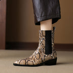 Botines de Piel Efecto Serpiente