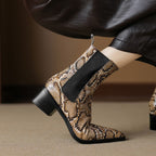 Botines de Piel Efecto Serpiente