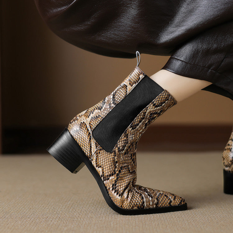Botines de Piel Efecto Serpiente