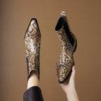 Botines de Piel Efecto Serpiente