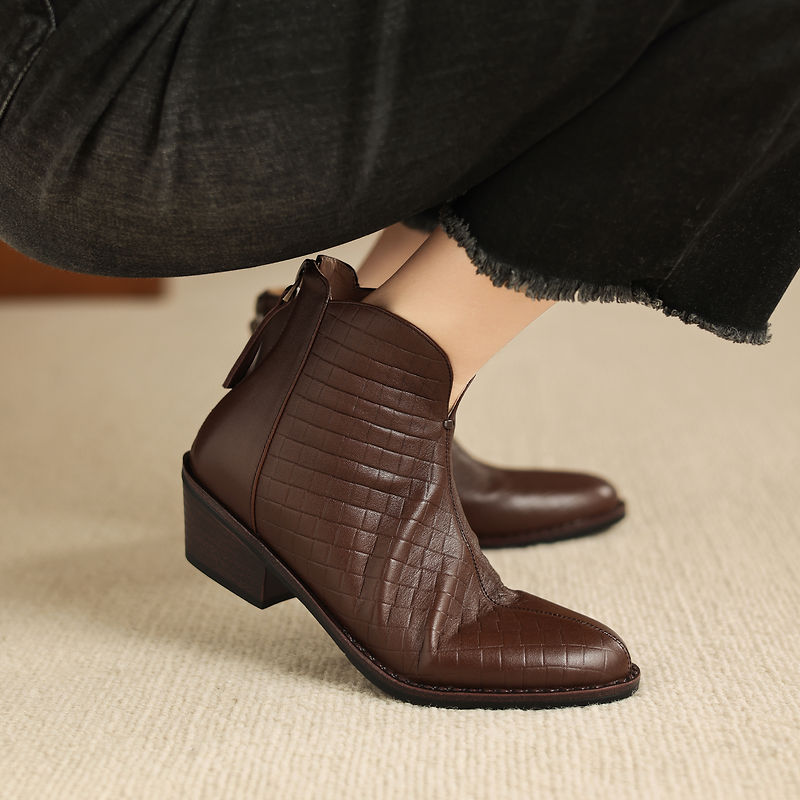 Botas de Piel Auténtica de Caña Recta