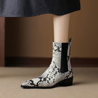 Botines de Piel Efecto Serpiente
