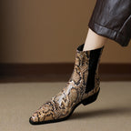 Botines de Piel Efecto Serpiente