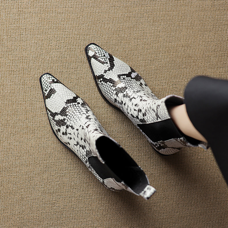 Botines de Piel Efecto Serpiente