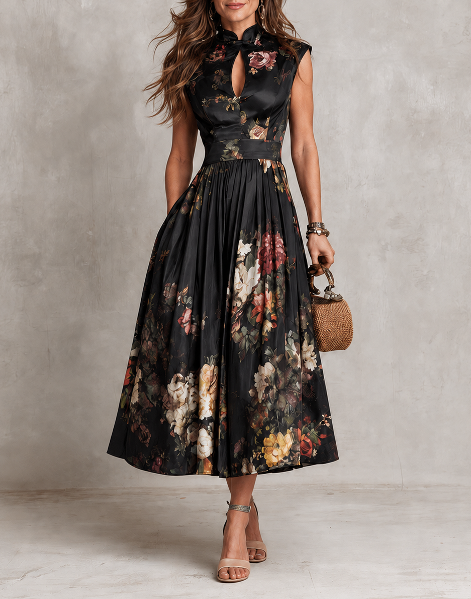 Mia | Vestido plisado con escote lágrima