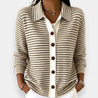 Pilar | Chaqueta de Punto a Rayas con Botonadura