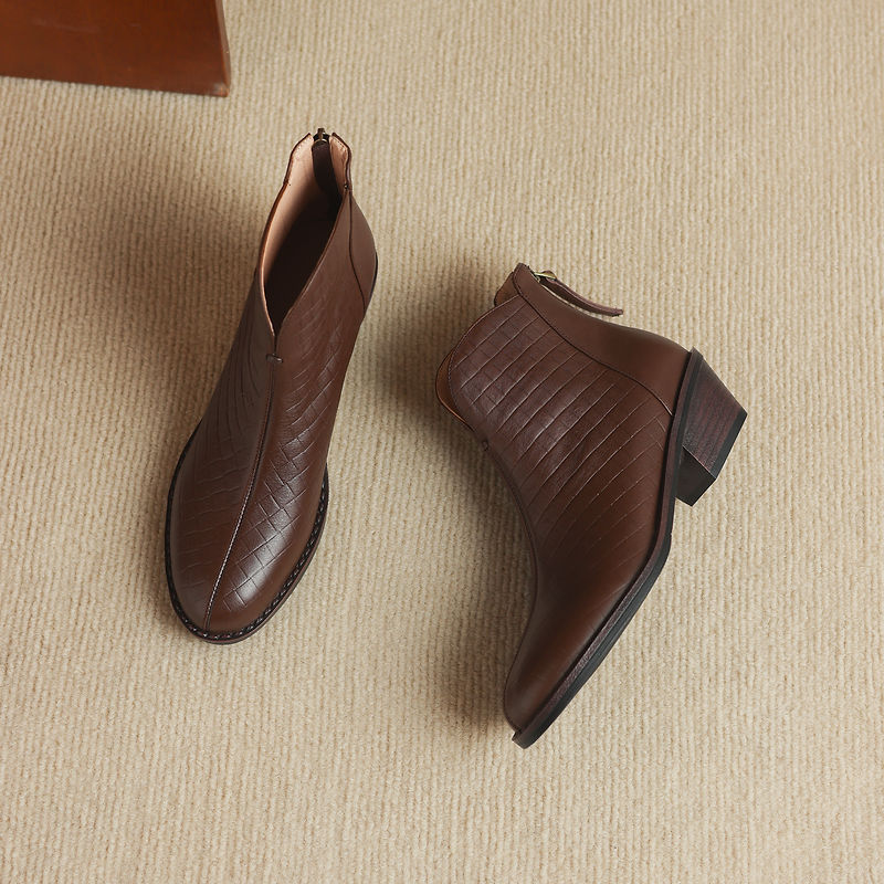 Botas de Piel Auténtica de Caña Recta