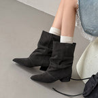 Delia | Botines de Piel de Media Caña