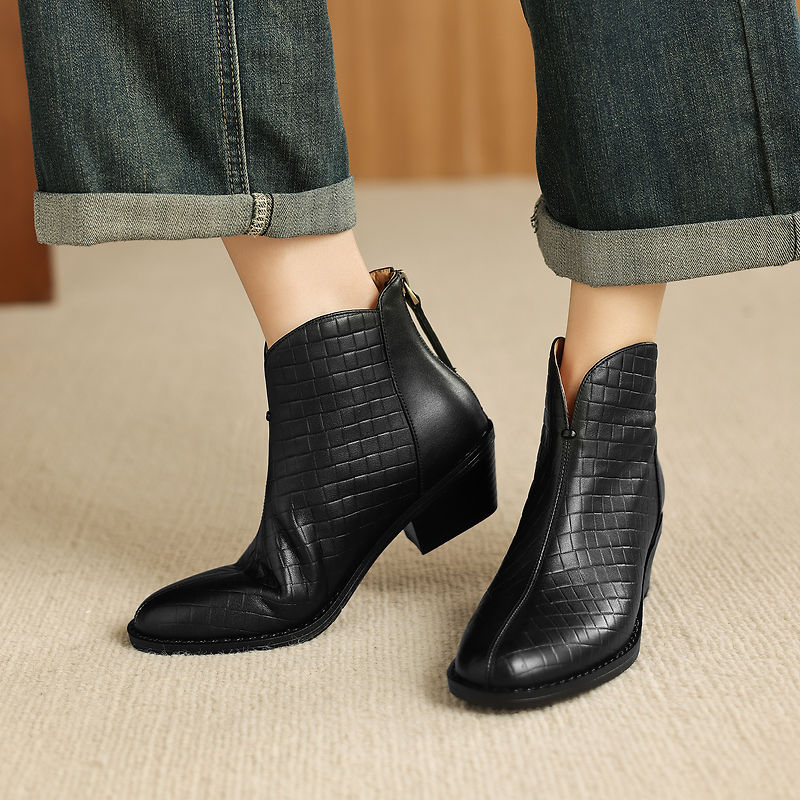 Botas de Piel Auténtica de Caña Recta