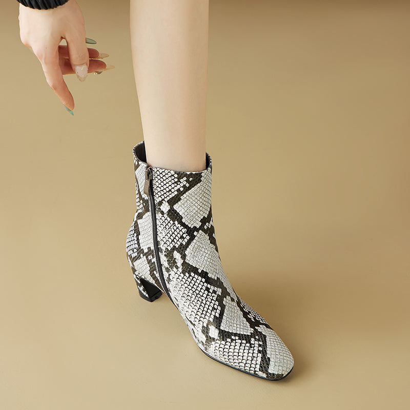 Botines de Piel Efecto Reptil