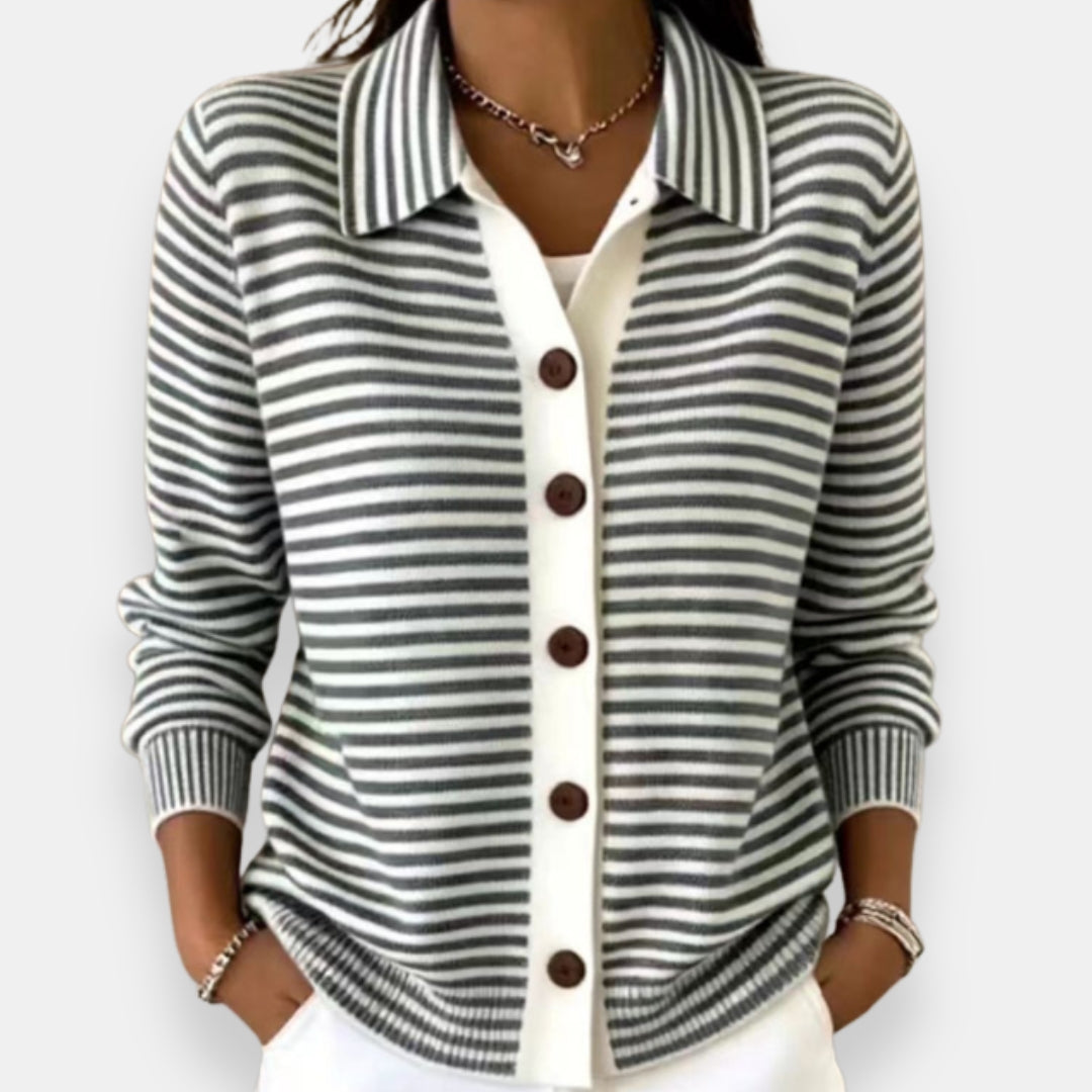 Pilar | Chaqueta de Punto a Rayas con Botonadura