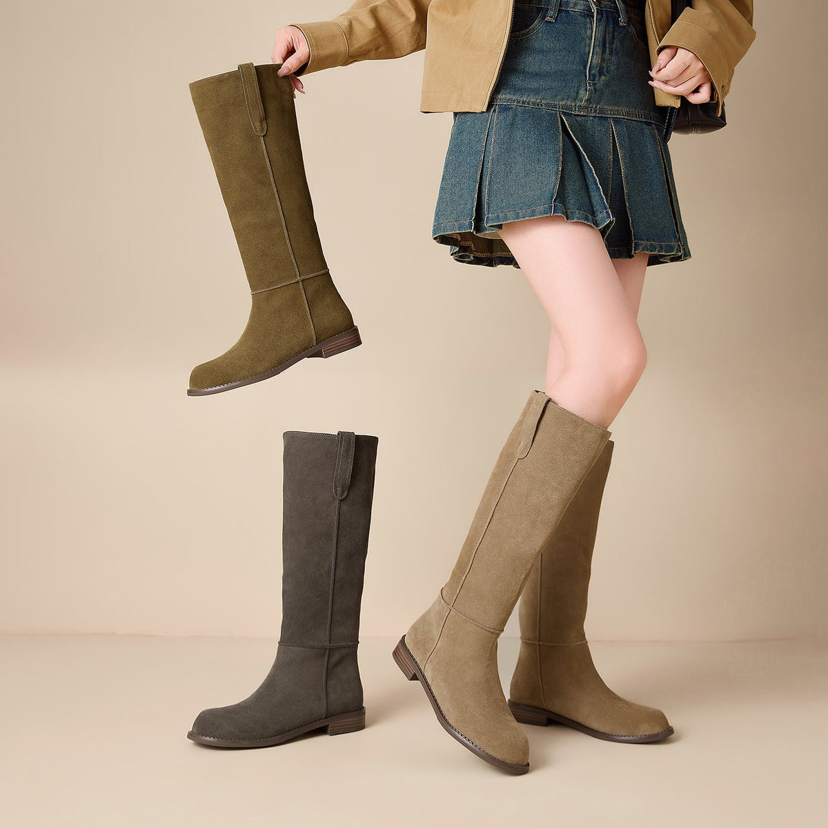 Selma | Botas hasta la Rodilla de Ante Auténtico
