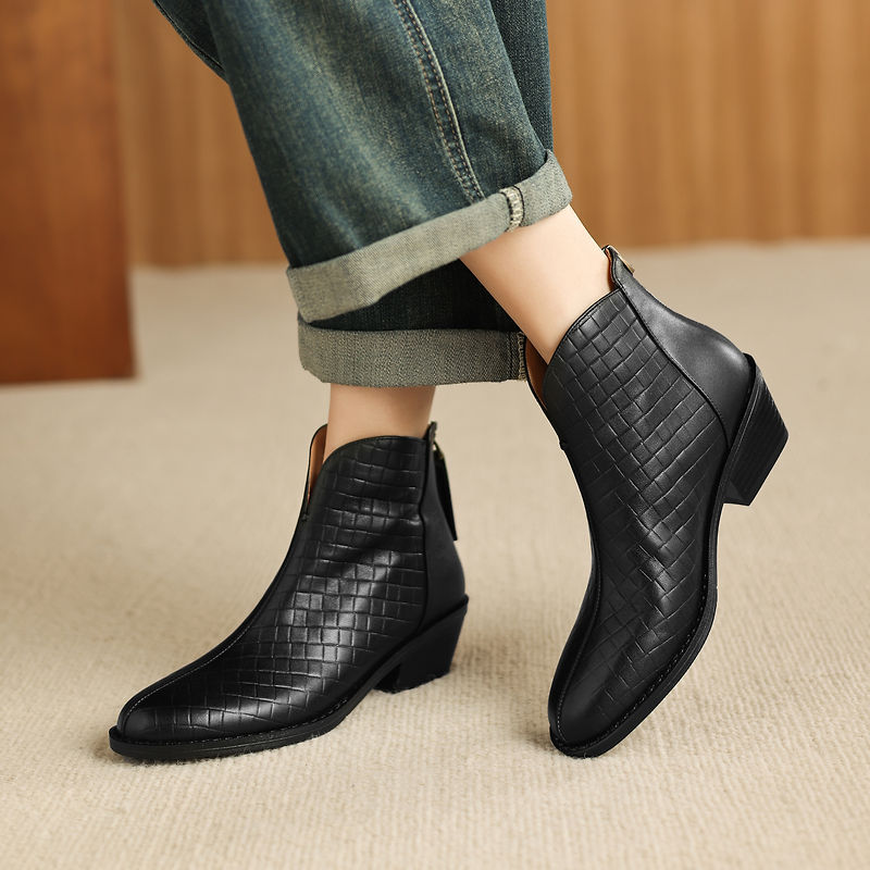 Botas de Piel Auténtica de Caña Recta