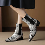 Botines de Piel Efecto Serpiente