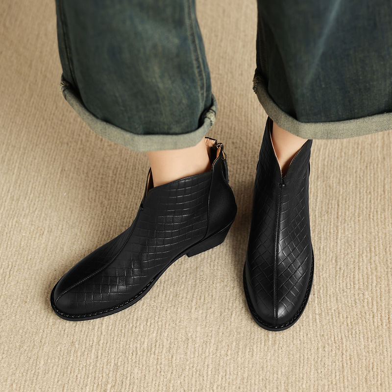 Botas de Piel Auténtica de Caña Recta