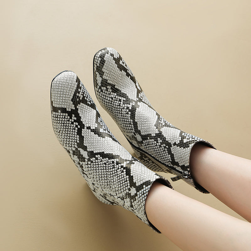 Botines de Piel Efecto Reptil