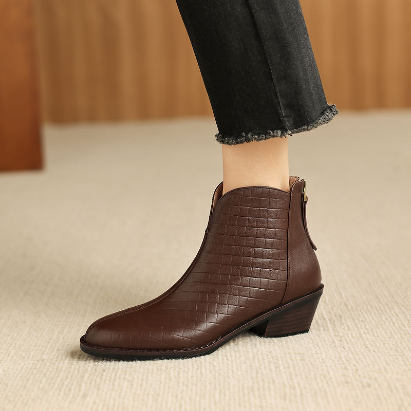 Botas de Piel Auténtica de Caña Recta