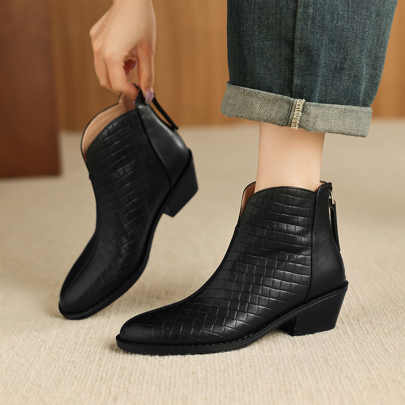 Botas de Piel Auténtica de Caña Recta