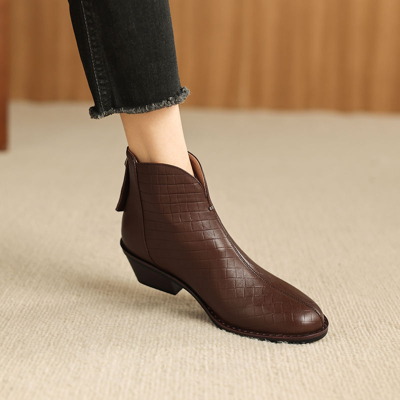 Botas de Piel Auténtica de Caña Recta