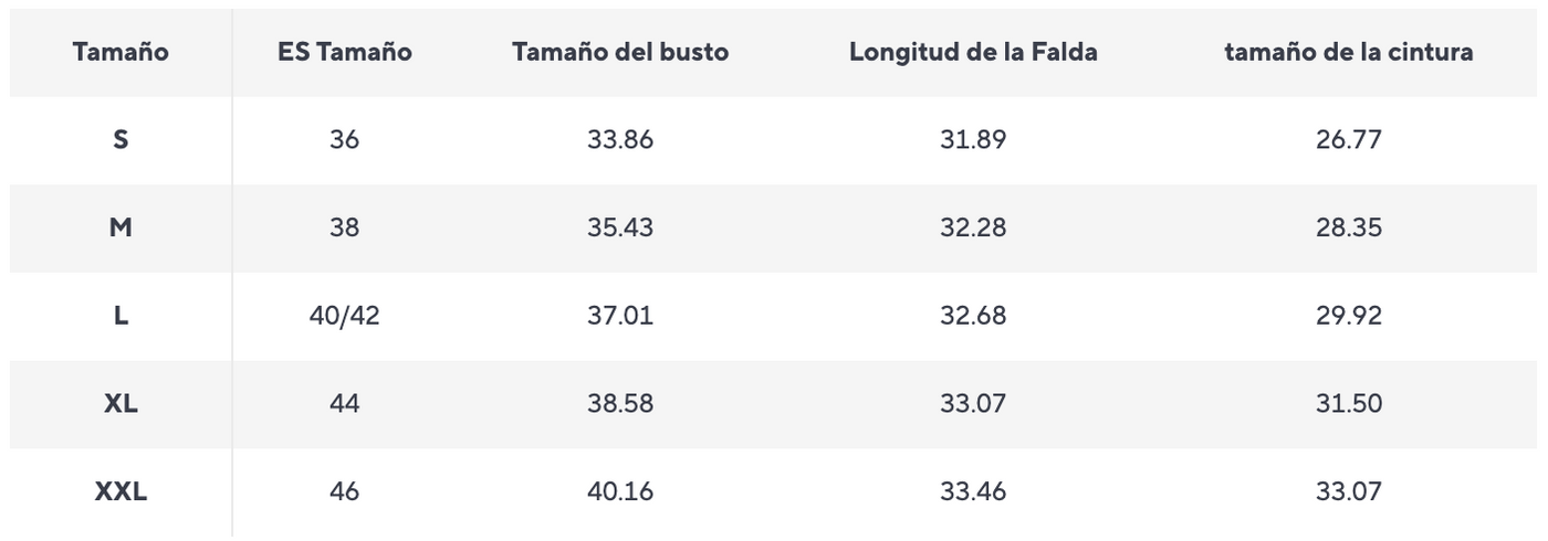 Guía de tallas