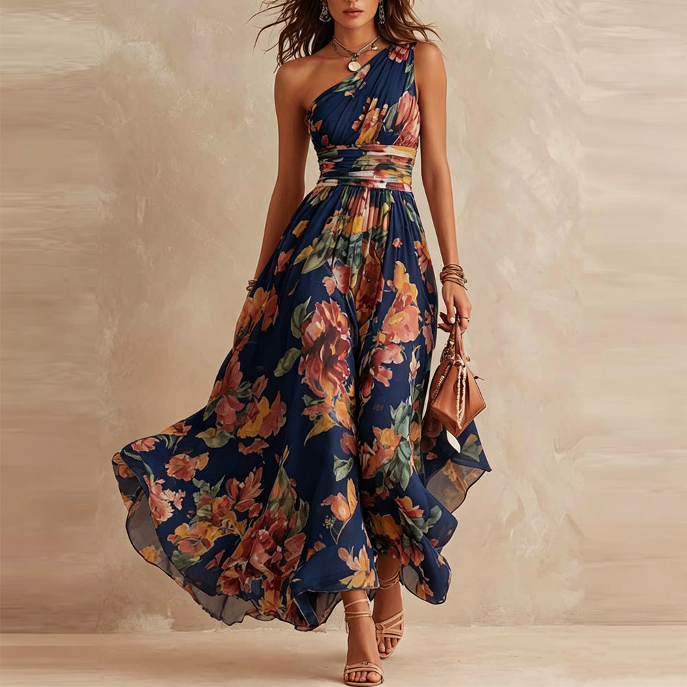 Maria | Vestido floral de un solo hombro