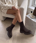 Botines Chelsea de ante Lania marrón oscuro