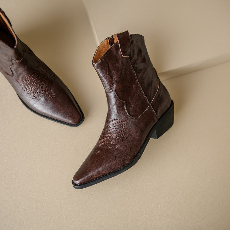 Botas de Piel Auténtica Estilo Western