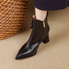 Botas Rectas de Piel Auténtica