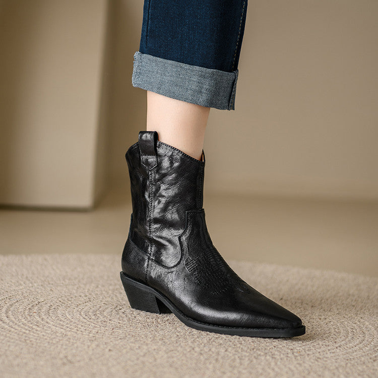 Botas de Piel Auténtica Estilo Western