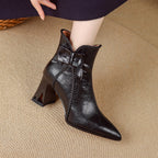 Botas Rectas de Piel Auténtica