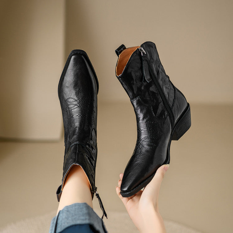 Botas de Piel Auténtica Estilo Western