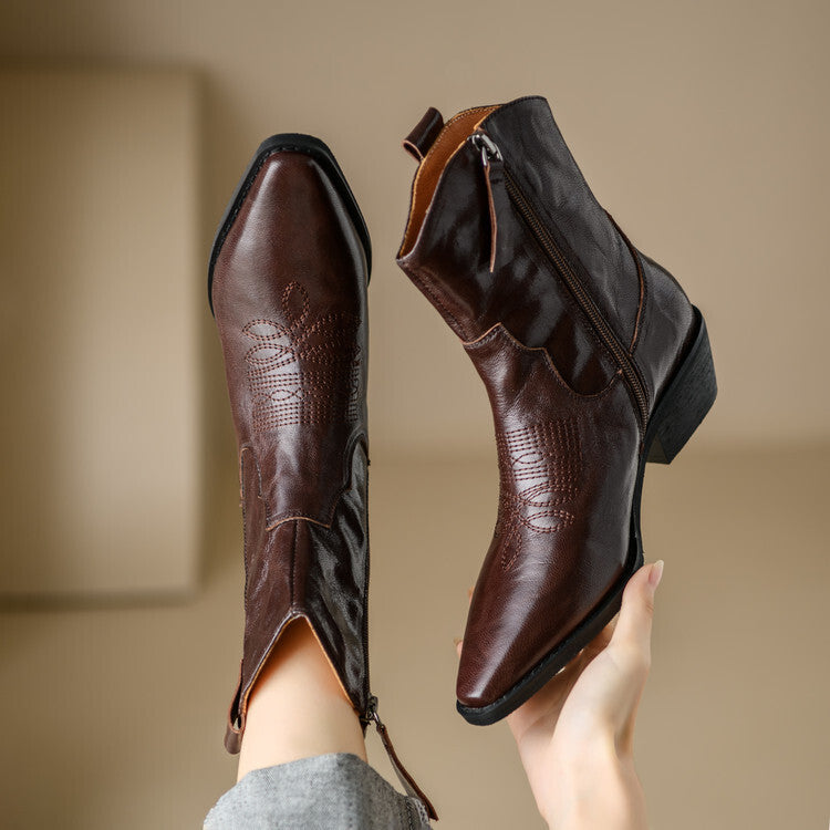 Botas de Piel Auténtica Estilo Western