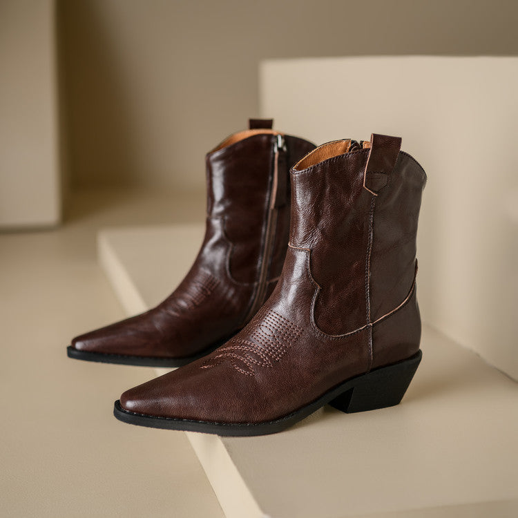 Botas de Piel Auténtica Estilo Western