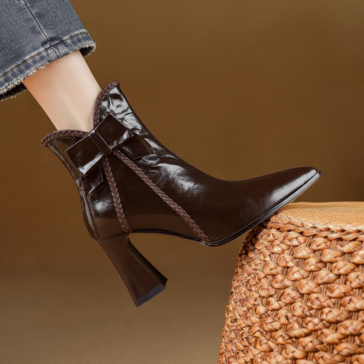 Botas Rectas de Piel Auténtica