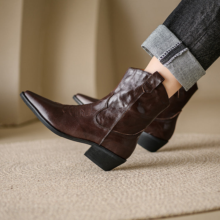 Botas de Piel Auténtica Estilo Western