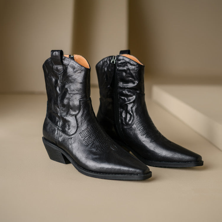 Botas de Piel Auténtica Estilo Western
