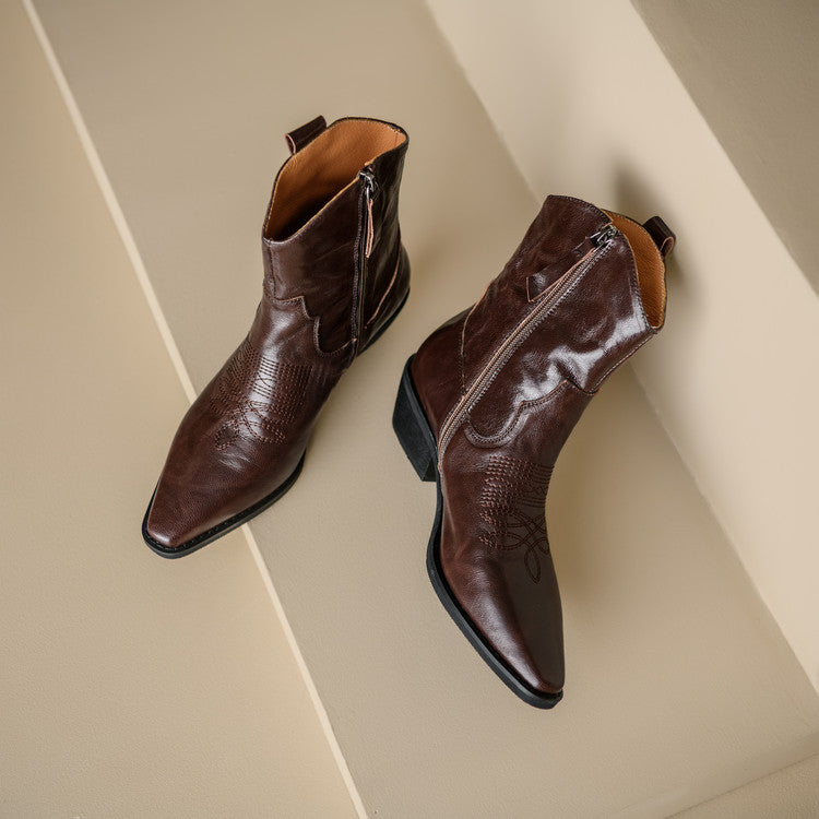 Botas de Piel Auténtica Estilo Western