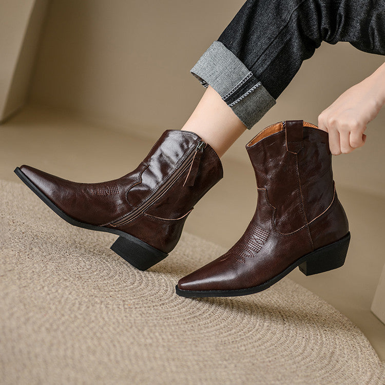 Botas de Piel Auténtica Estilo Western
