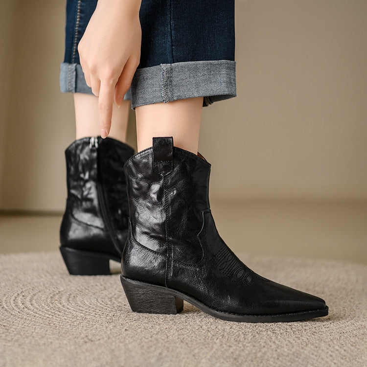 Botas de Piel Auténtica Estilo Western