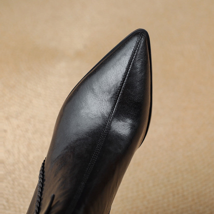 Botas Rectas de Piel Auténtica