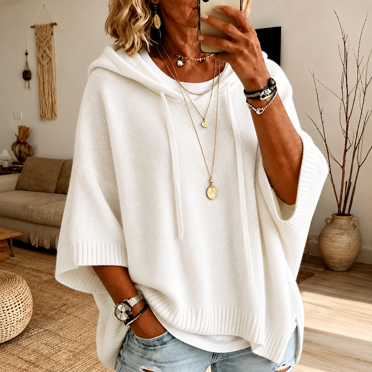 Margarita | Jersey Poncho Blanco