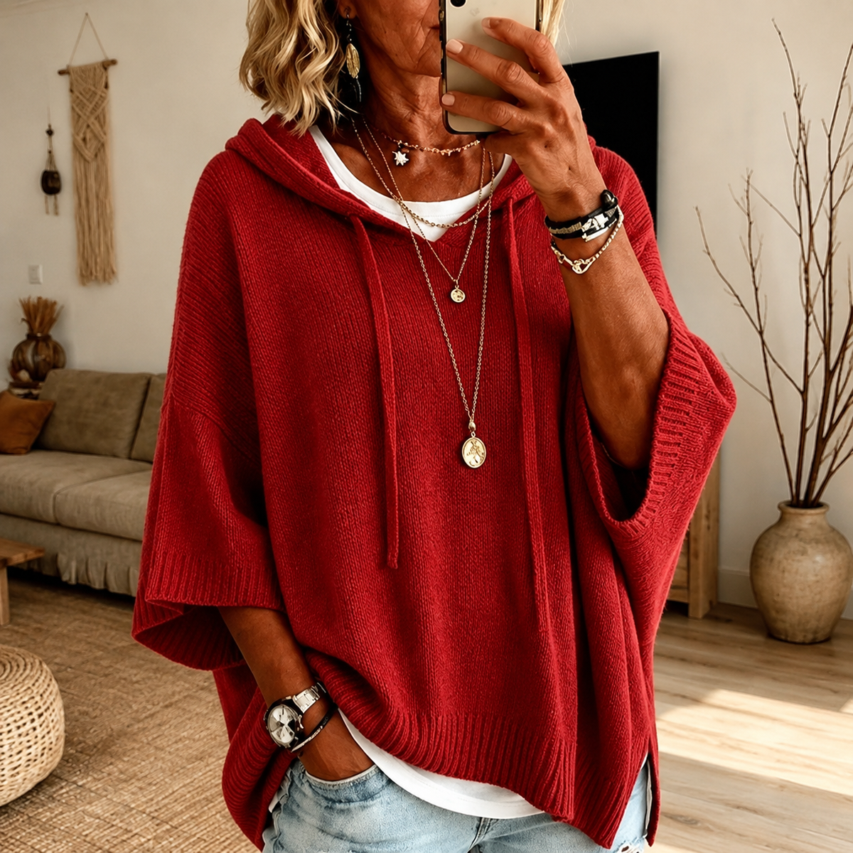 Octavia | Jersey Poncho Rojo