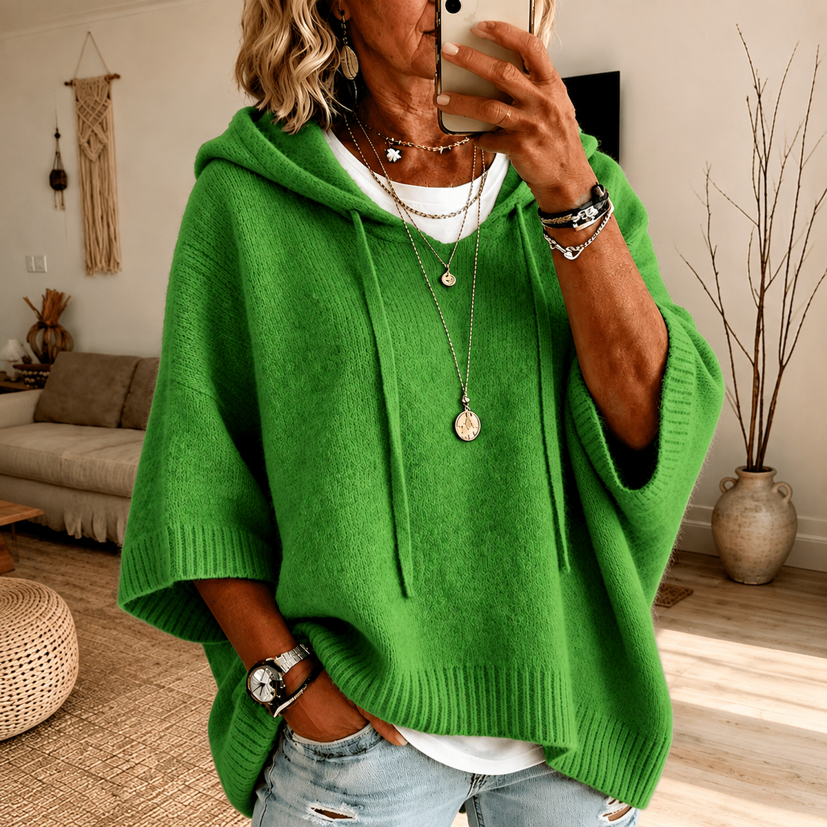 Aurelia | Jersey Poncho Verde