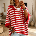 Lucrecia | Jersey Poncho de Rayas Rojo