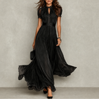 Zoey | Vestido plisado con cuello de volantes